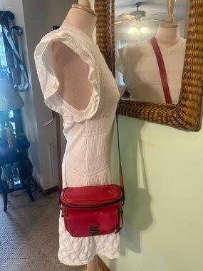 Patricia Nash Red Leather Crossbody with Tan Strap